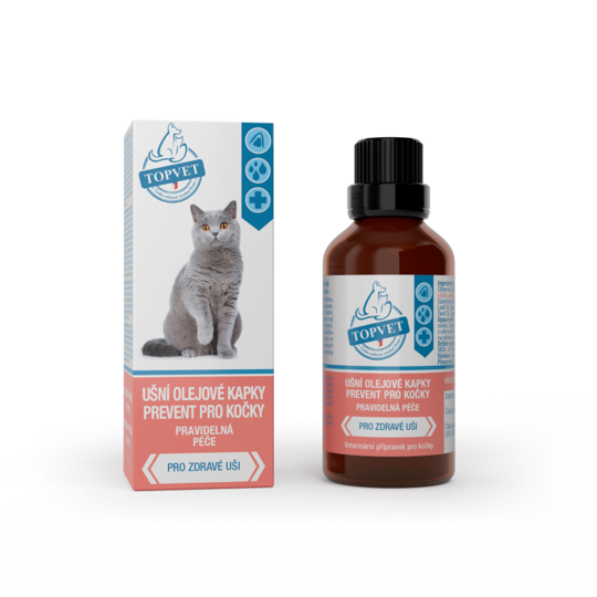 Obrázek Ušní olejové kapky prevent pro kočky, TopVet